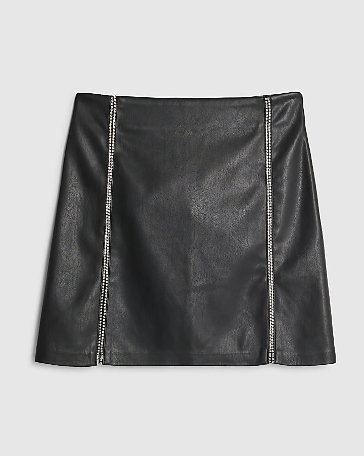 river island Black Diamante Trim Mini Skirt
