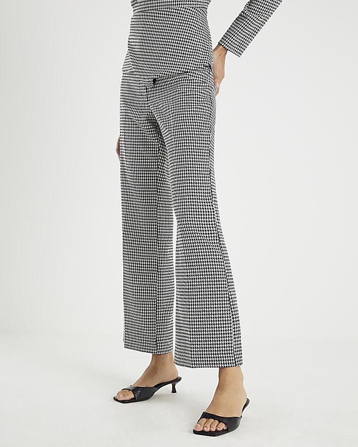River Island Black Dogtooth Print Flared Trousers