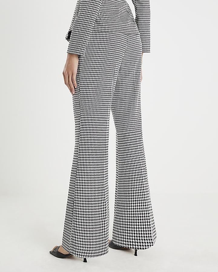 River Island Black Dogtooth Print Flared Trousers