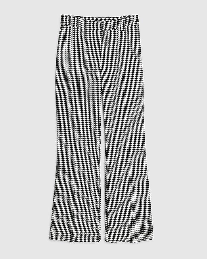 river island Black Dogtooth Print Flared Trousers