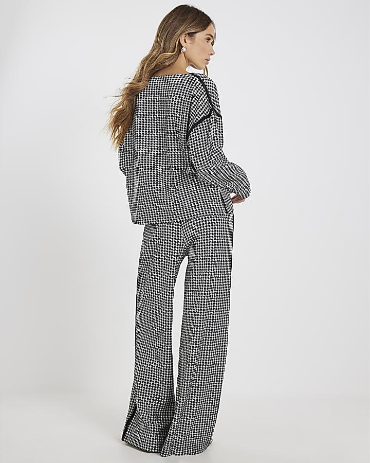 River Island Black Dogtooth Print Pull On Trousers