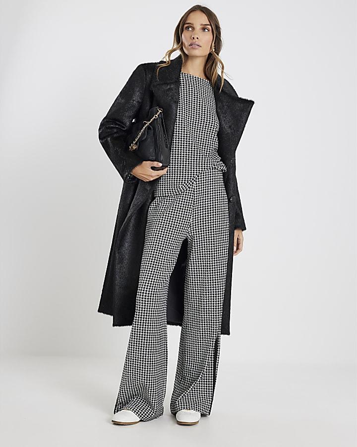 River Island Black Dogtooth Print Pull On Trousers