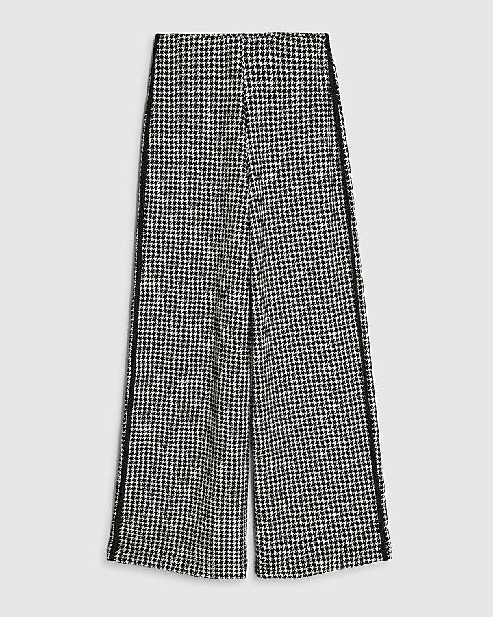 river island Black Dogtooth Print Pull On Trousers