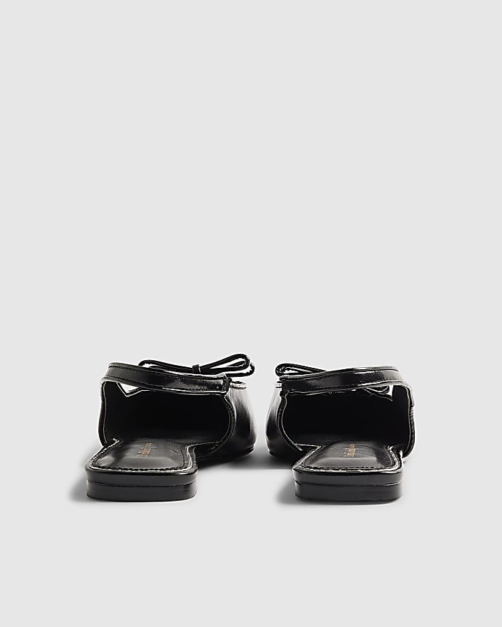River Island Black Double Bow Slingback Flat Shoes