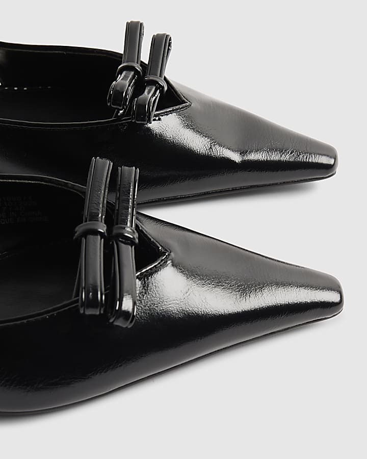River Island Black Double Bow Slingback Flat Shoes