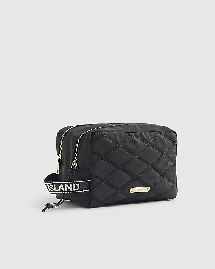 River Island Black Double Zip Makeup Bag