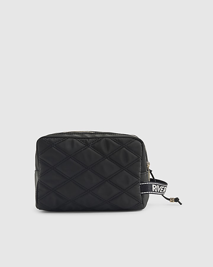River Island Black Double Zip Makeup Bag