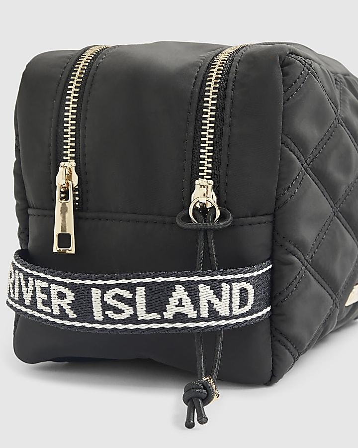 River Island Black Double Zip Makeup Bag