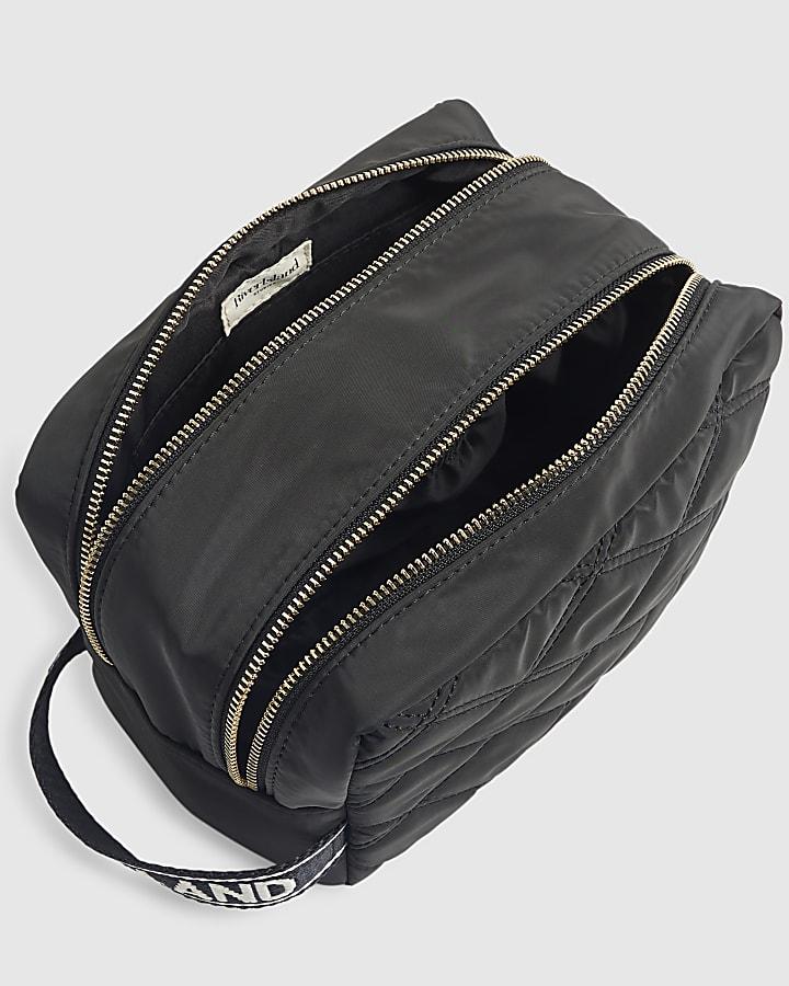 river island Black Double Zip Makeup Bag