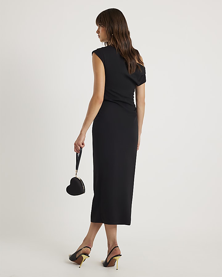 River Island Black Drape Midi Dress