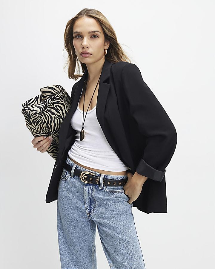 River Island Black Edge To Edge Blazer