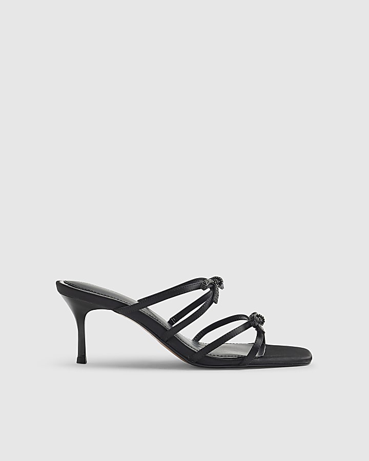 River Island Black Embellished Bow Heel Sandals