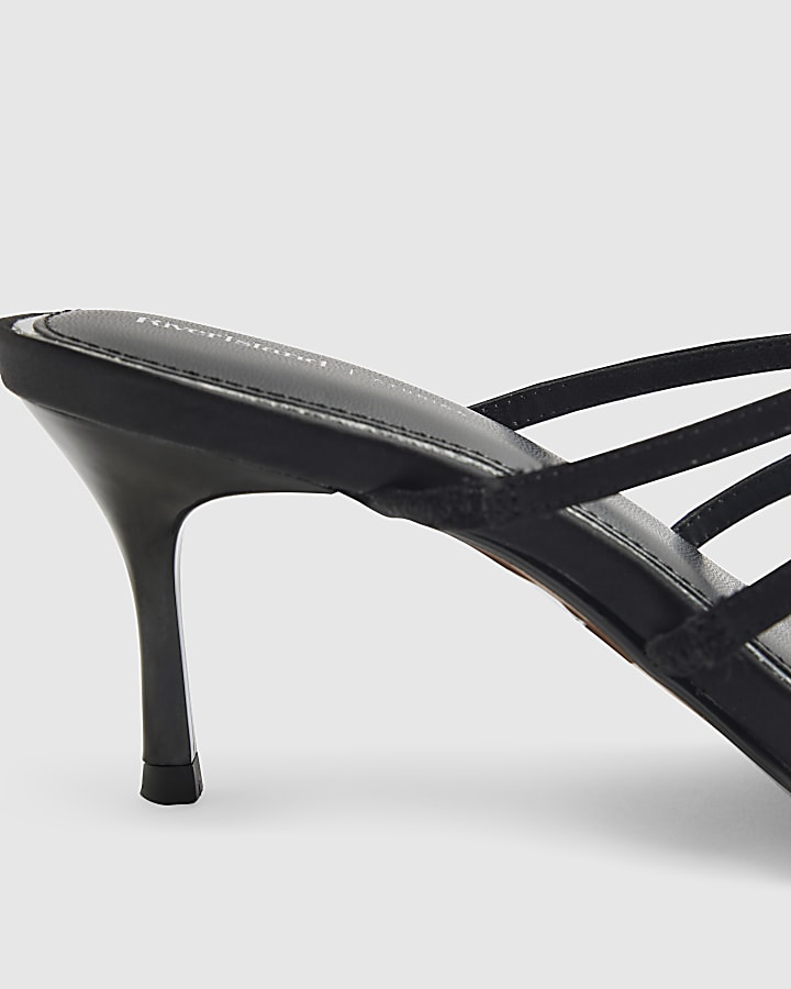 river island Black Embellished Bow Heel Sandals