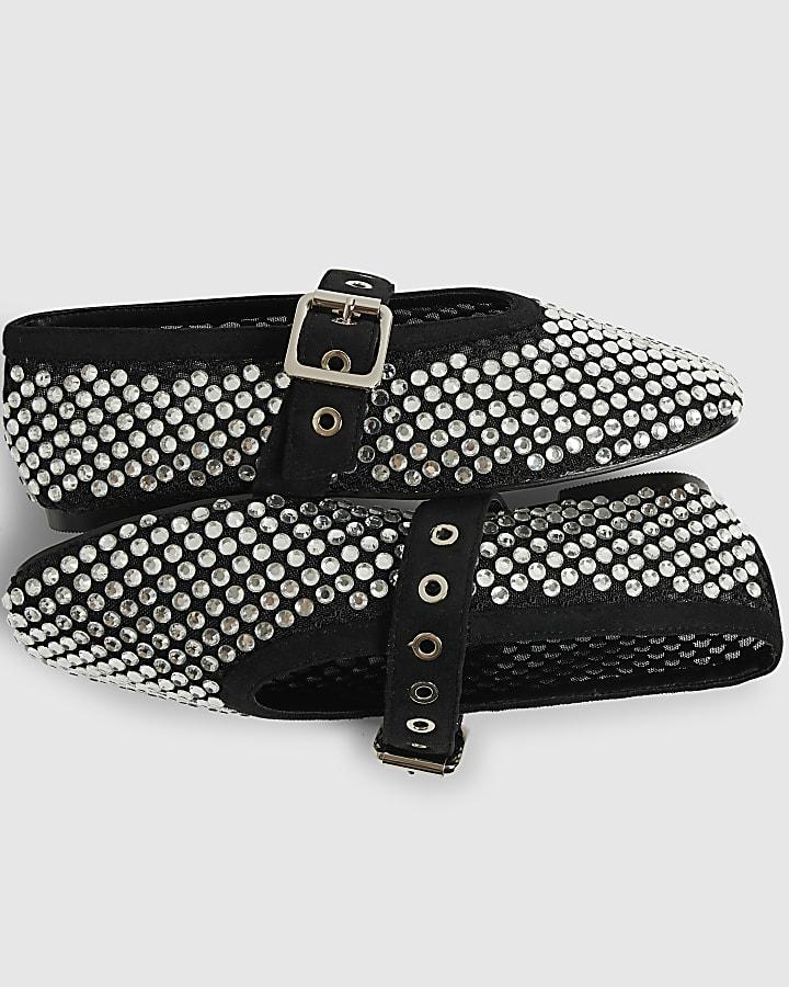 river island Black Embellished Mary Jane Shoes