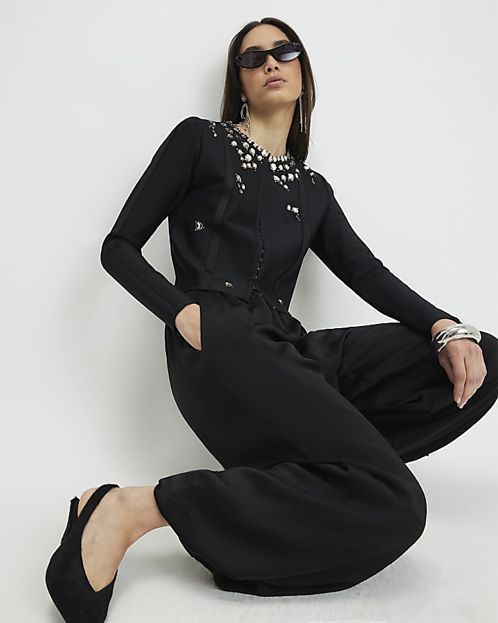 River Island Black Embellished Neat Cardigan