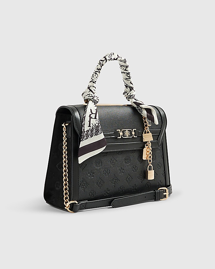 River Island Black Embossed Charm Tote Bag