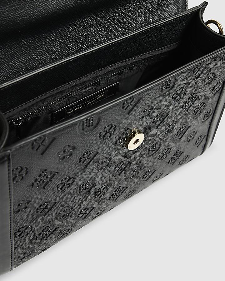 river island Black Embossed Charm Tote Bag