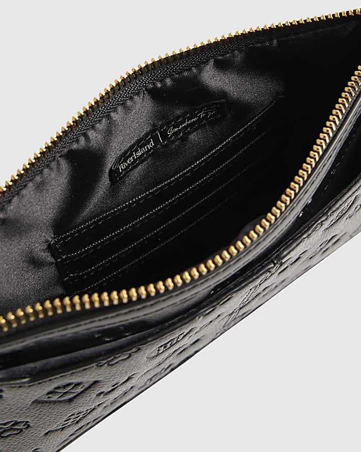 river island Black Embossed Monogram Travel Wallet