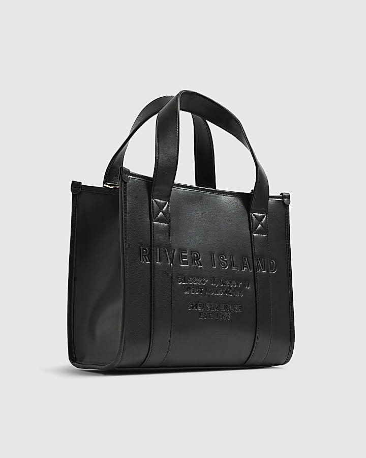 River Island Black Embroidered Tote Bag