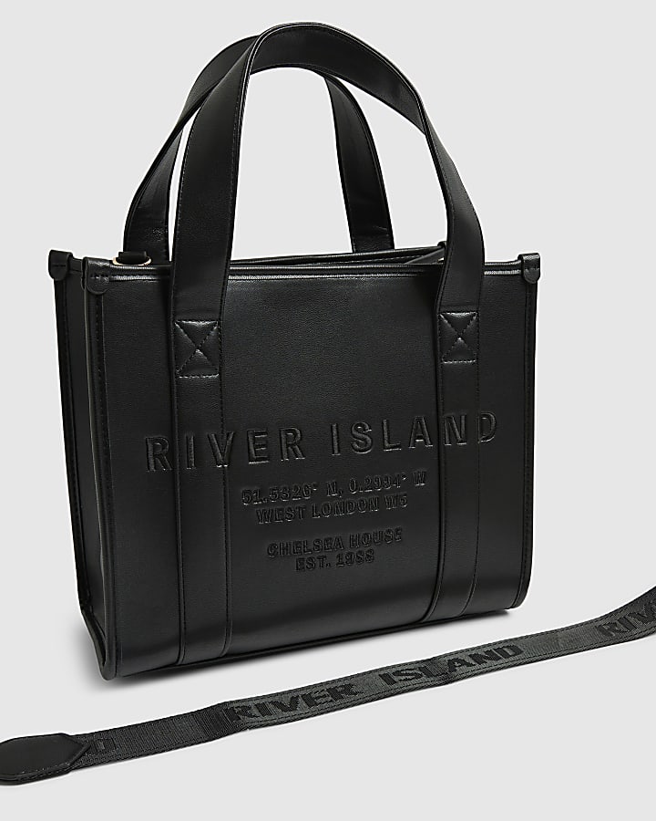 River Island Black Embroidered Tote Bag