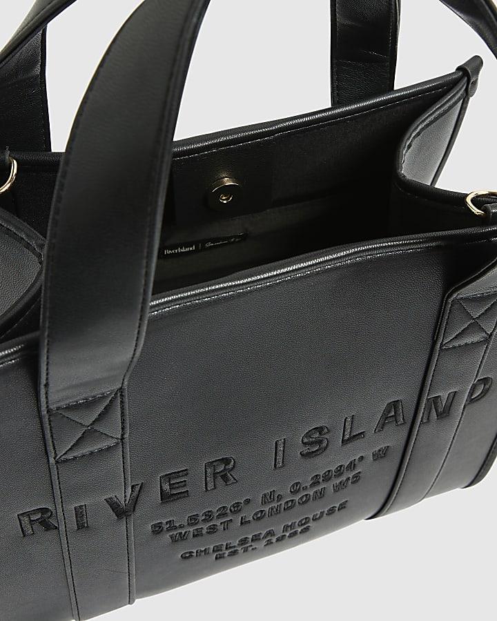 river island Black Embroidered Tote bag