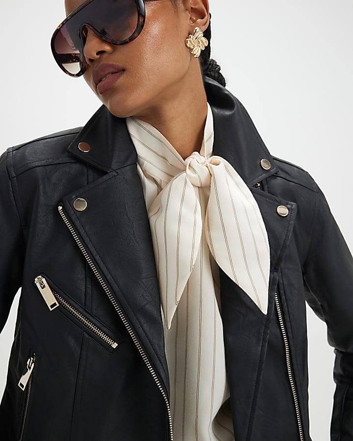 River Island Black Faux Leather Biker Jacket