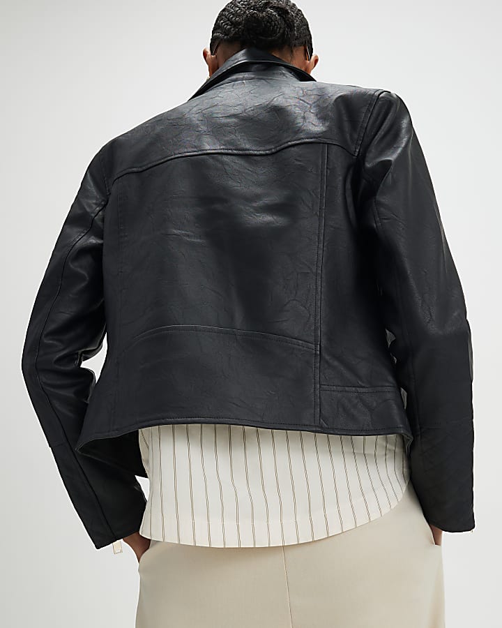 River Island Black Faux Leather Biker Jacket