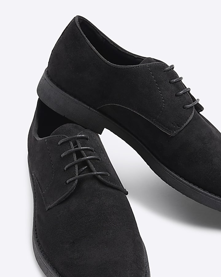 river island Black Faux Suede Derby Shoes