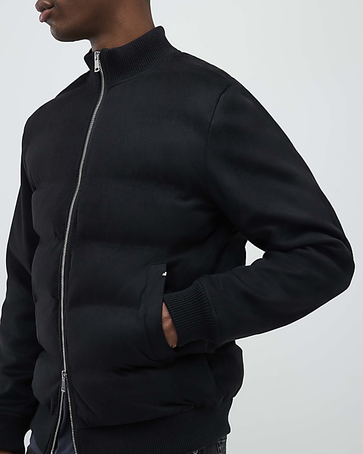 River Island Black Faux Suede Hybrid Jacket