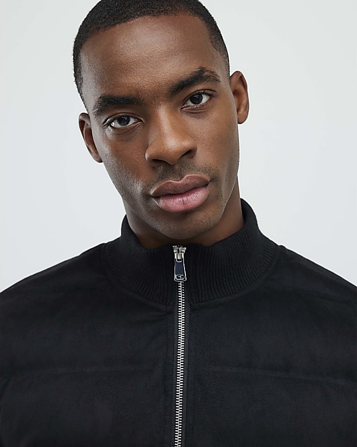 River Island Black Faux Suede Hybrid Jacket