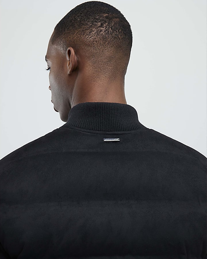 River Island Black Faux Suede Hybrid Jacket
