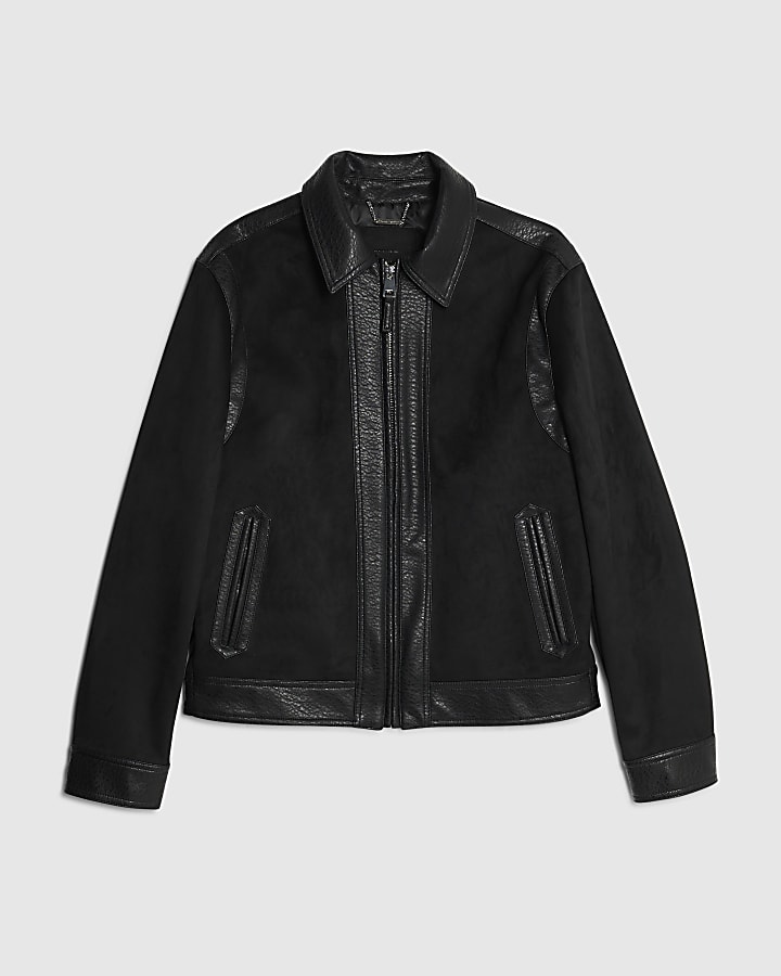 river island Black Faux Suede Jacket