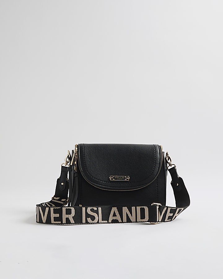 River Island Black Flap Over Cross Body Bag