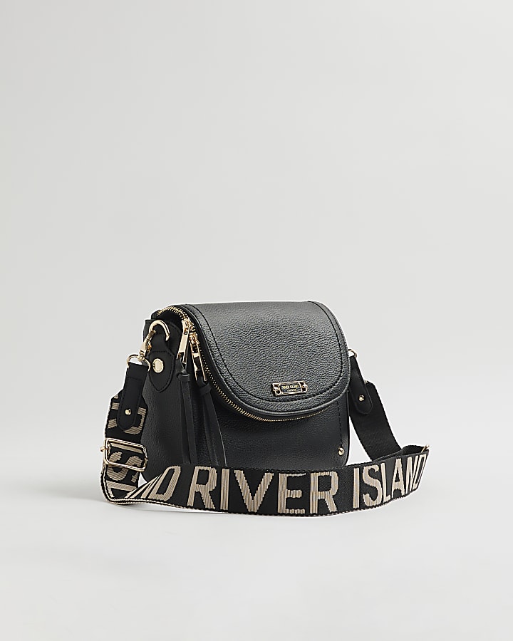 River Island Black Flap Over Cross Body Bag