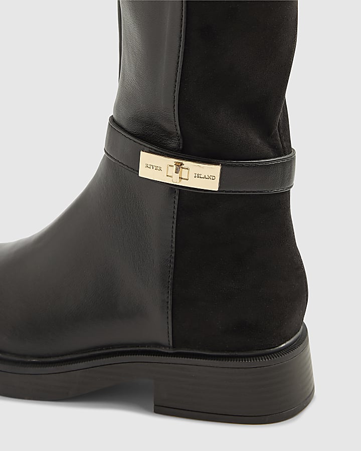 river island Black Flat Over the knee Riding Boots