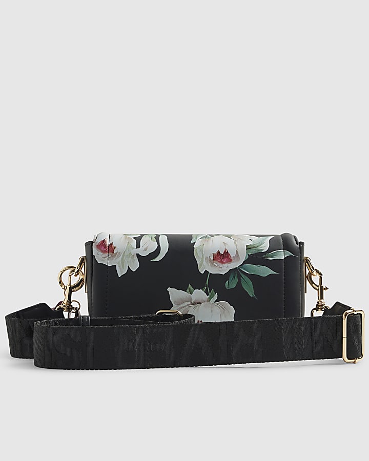 River Island Black Floral Cross Body Bag