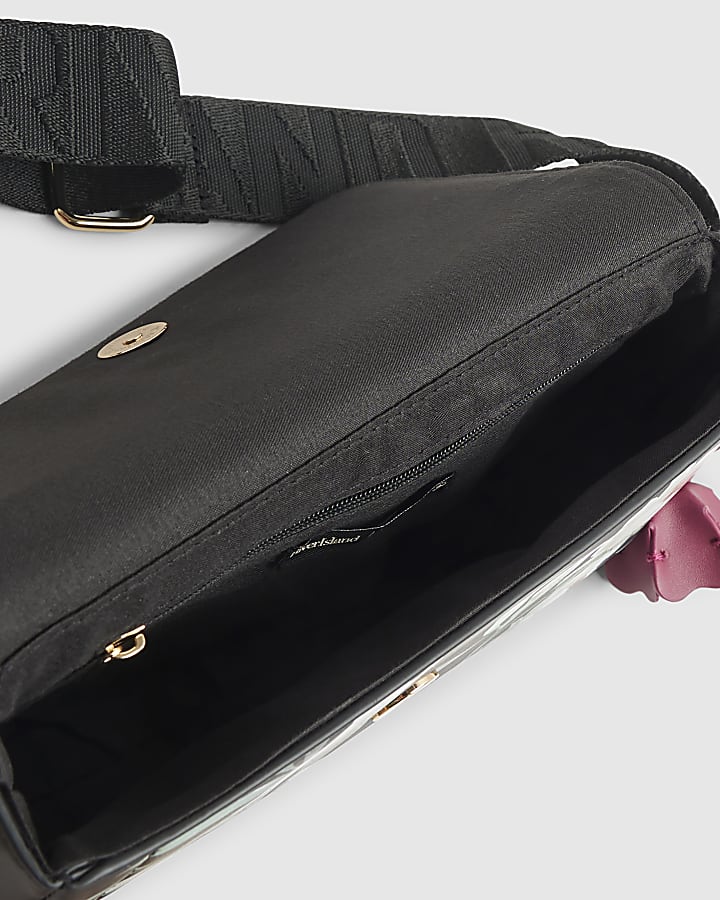 river island Black Floral Cross body Bag