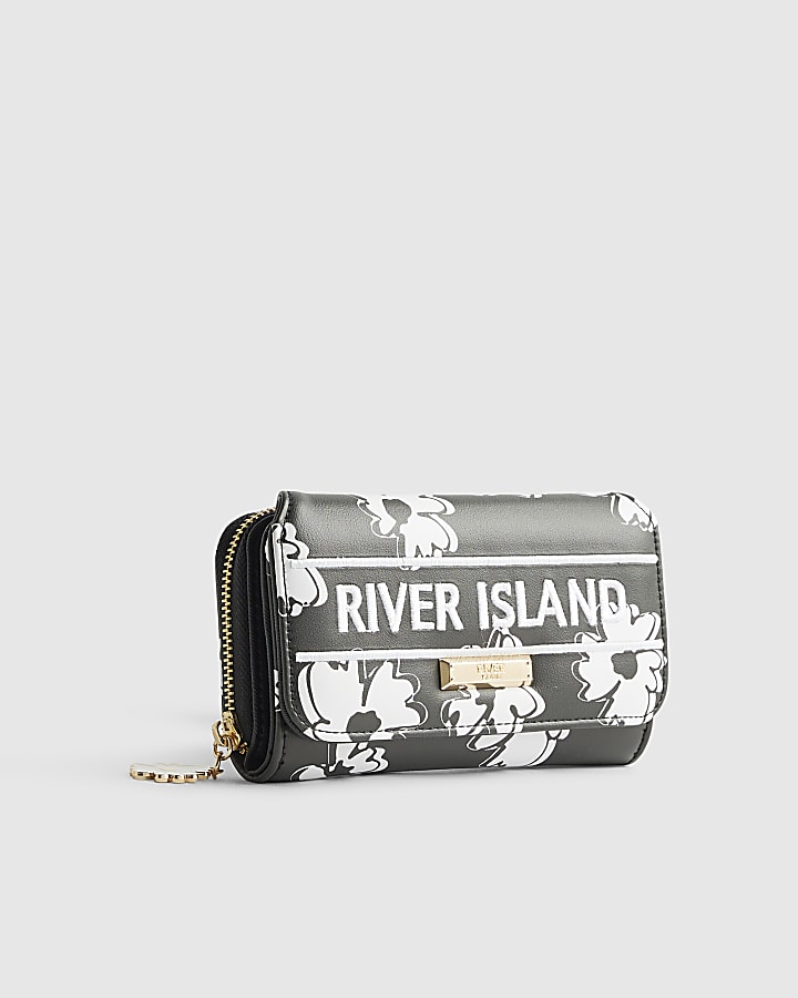 River Island Black Floral Print Purse