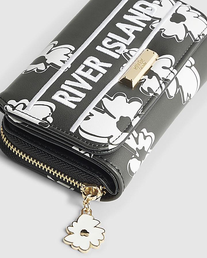 River Island Black Floral Print Purse