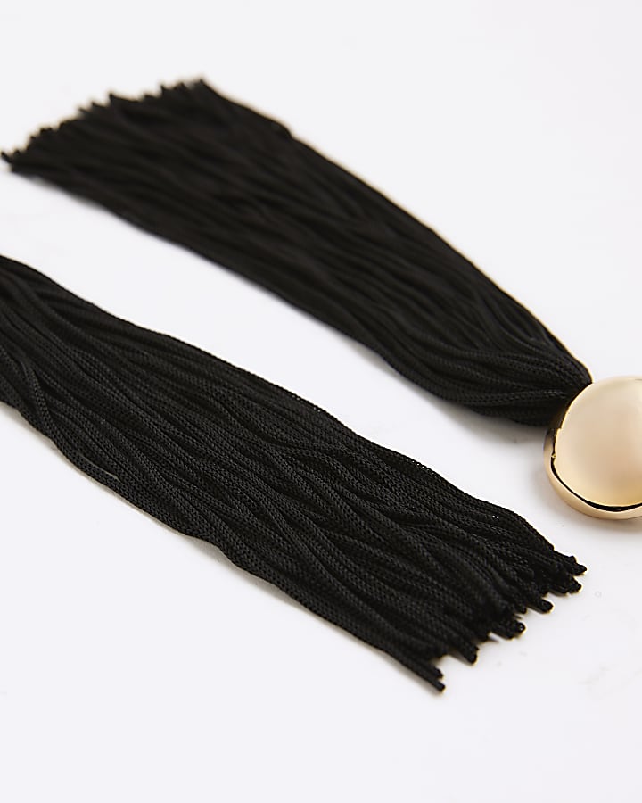 river island Black fringed drop earrings