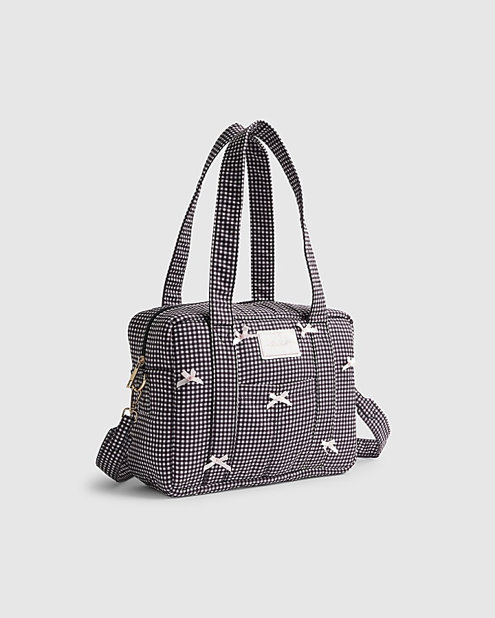 River Island Black Gingham Bow Holdall Bag