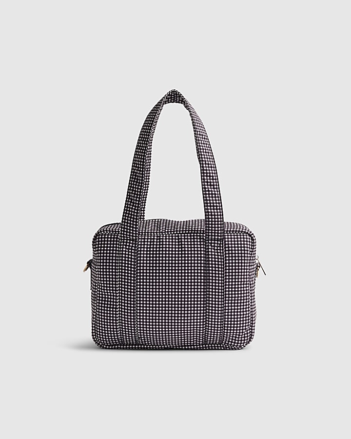 River Island Black Gingham Bow Holdall Bag
