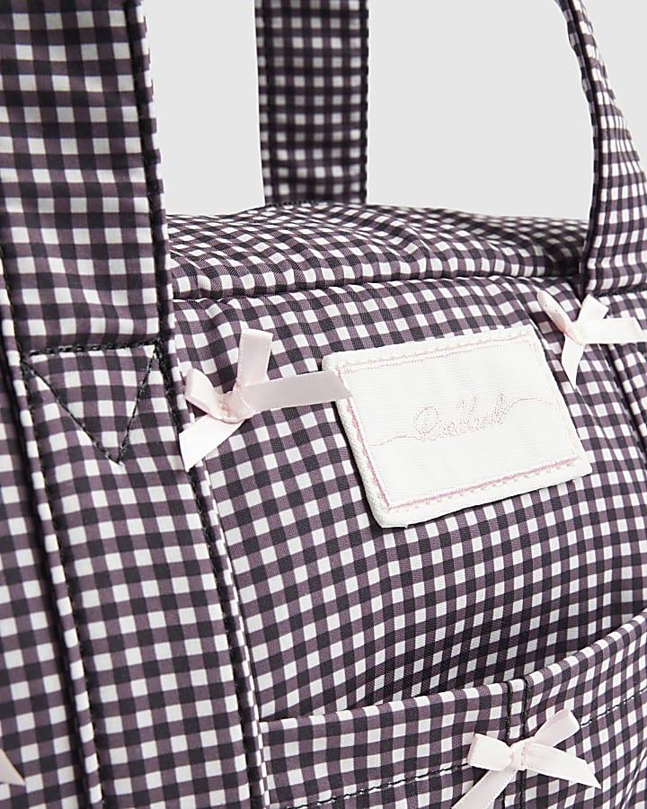 River Island Black Gingham Bow Holdall Bag