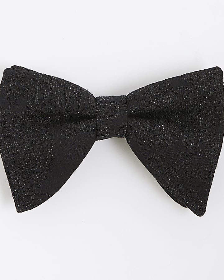 River Island Black Glitter Bow Tie