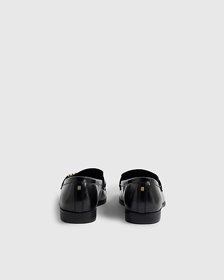 River Island Black Gold Trim Loafers