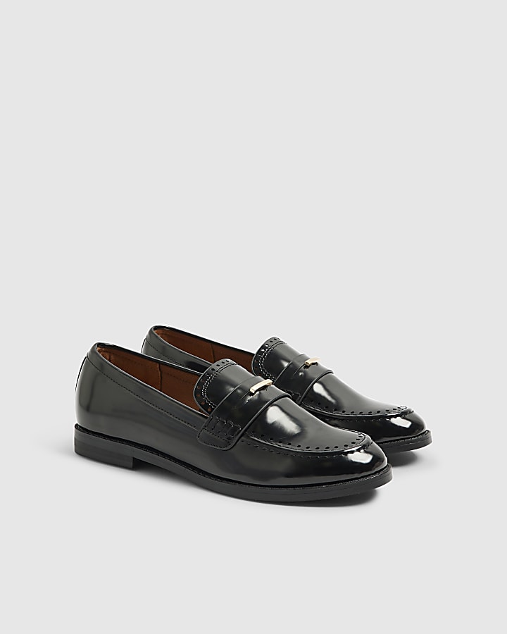 River Island Black Gold Trim Loafers