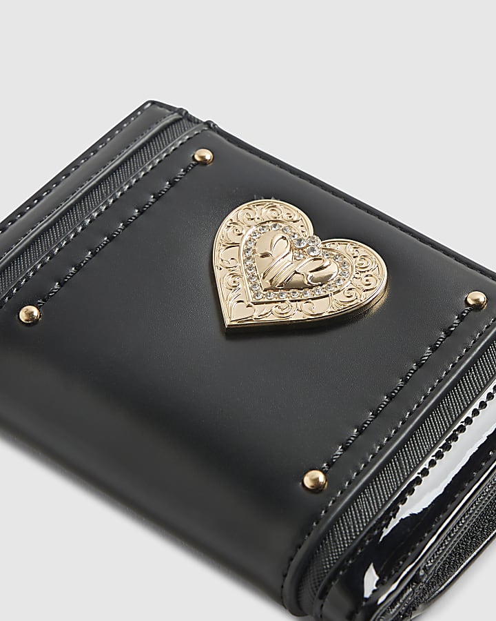 River Island Black Heart Detail Purse