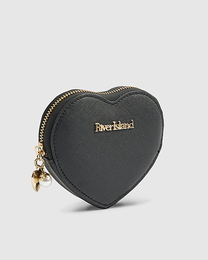 River Island Black Heart Purse