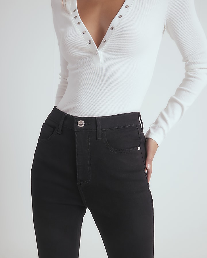 River Island Black High Rise Sculpt Flare Jeans