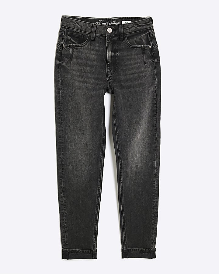 river island Black High Rise Sculpt Mom Jeans